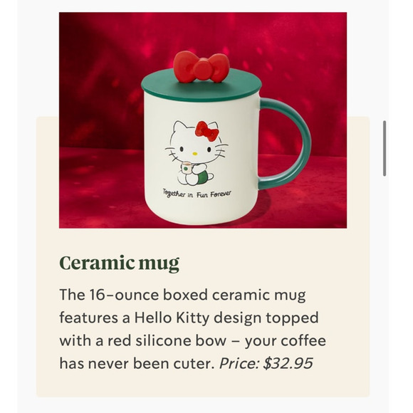 Starbucks × Hello Kitty Together in Fun Forever 16oz Ceramic Mug with Bow Lid - Picture 2 of 9